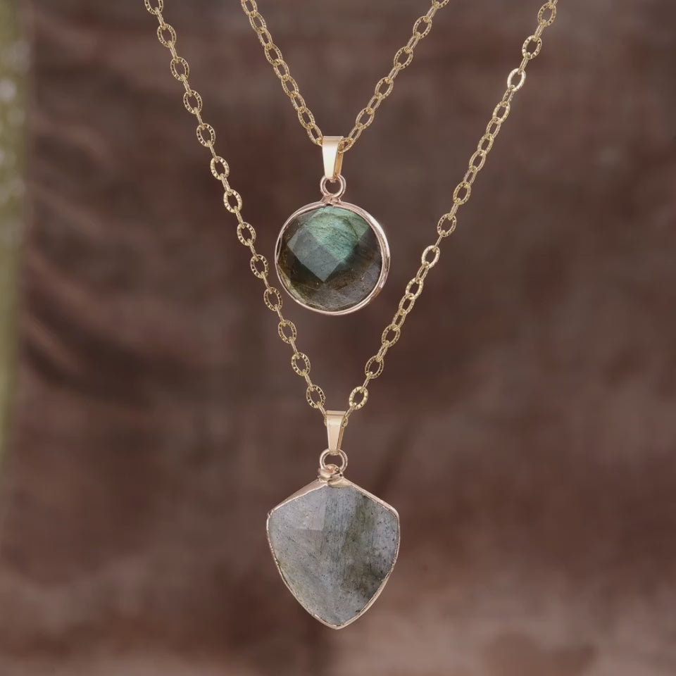 Moonstone Double Chain Pendant Necklace video